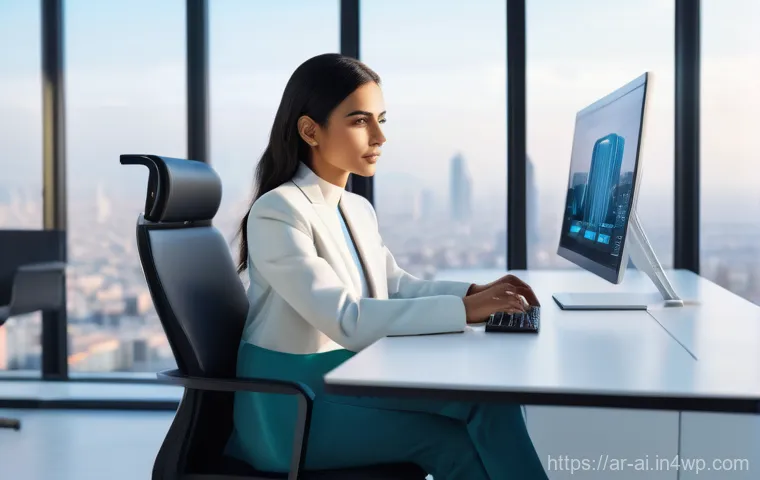 인간 AI 협업의 효과적인 의사소통 방법 - **Prompt:** A young Arab professional (male or female, early 30s) is seated at a minimalist, futuris...